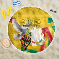 Guinea Independence Day Beach Blanket Coat Of Arms With African Pattern - Wonder Print Shop