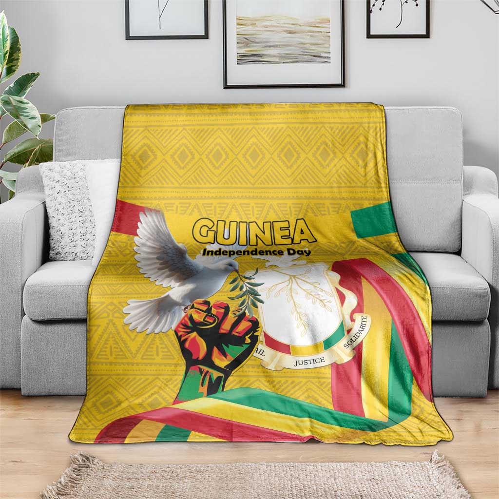 Guinea Independence Day Blanket Coat Of Arms With African Pattern - Wonder Print Shop