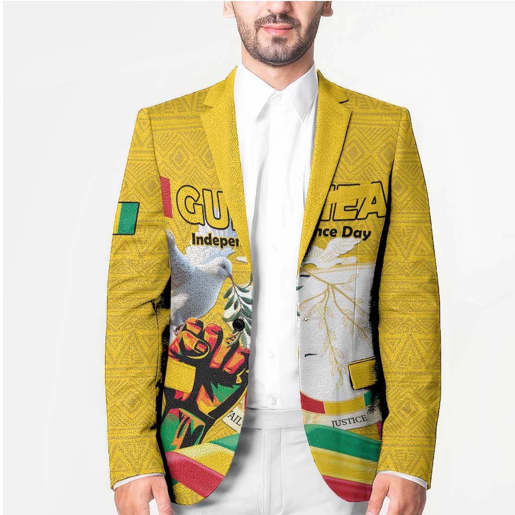 Personalized Guinea Independence Day Blazer Coat Of Arms With African Pattern - Wonder Print Shop