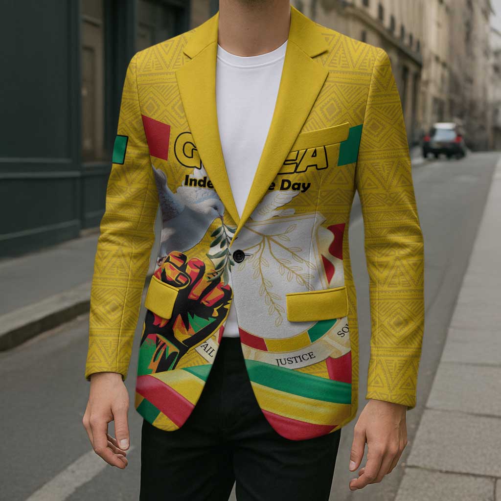 Personalized Guinea Independence Day Blazer Coat Of Arms With African Pattern - Wonder Print Shop