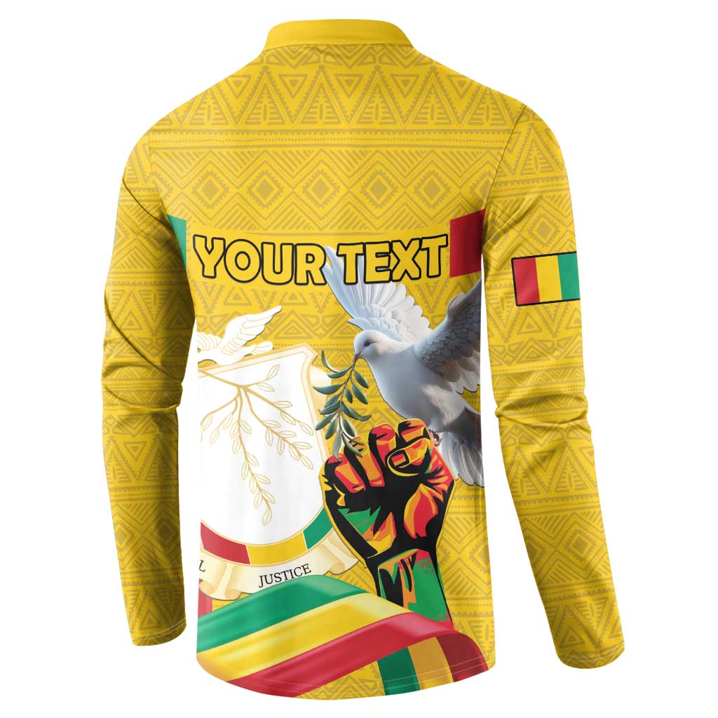 Personalized Guinea Independence Day Button Sweatshirt Coat Of Arms With African Pattern - Wonder Print Shop