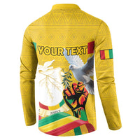 Personalized Guinea Independence Day Button Sweatshirt Coat Of Arms With African Pattern - Wonder Print Shop