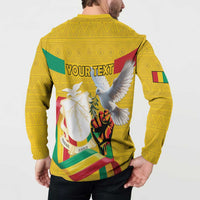 Personalized Guinea Independence Day Button Sweatshirt Coat Of Arms With African Pattern - Wonder Print Shop