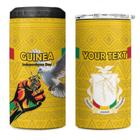 Personalized Guinea Independence Day 4 in 1 Can Cooler Tumbler Coat Of Arms With African Pattern - Wonder Print Shop