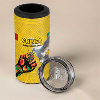 Personalized Guinea Independence Day 4 in 1 Can Cooler Tumbler Coat Of Arms With African Pattern - Wonder Print Shop
