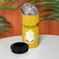 Personalized Guinea Independence Day 4 in 1 Can Cooler Tumbler Coat Of Arms With African Pattern - Wonder Print Shop