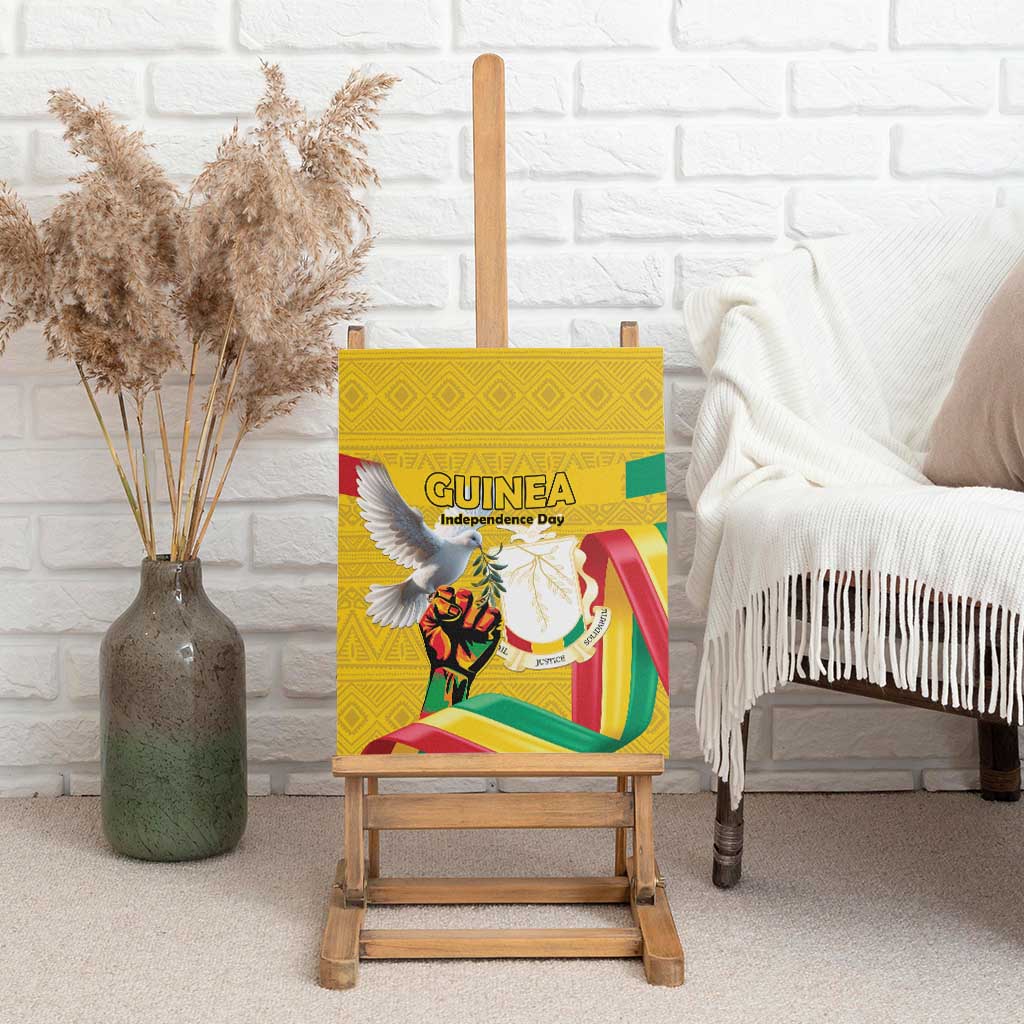 Guinea Independence Day Canvas Wall Art Coat Of Arms With African Pattern - Wonder Print Shop