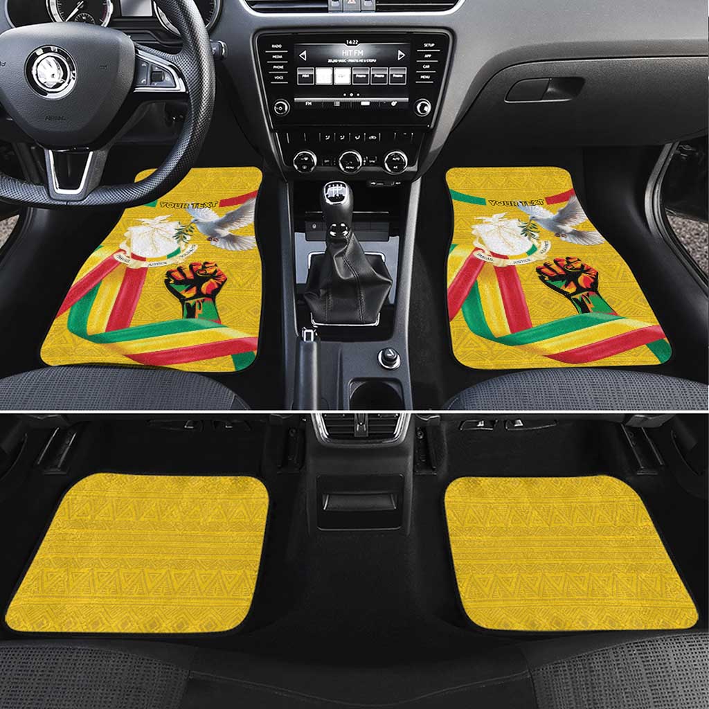 Guinea Independence Day Car Mats Coat Of Arms With African Pattern - Wonder Print Shop