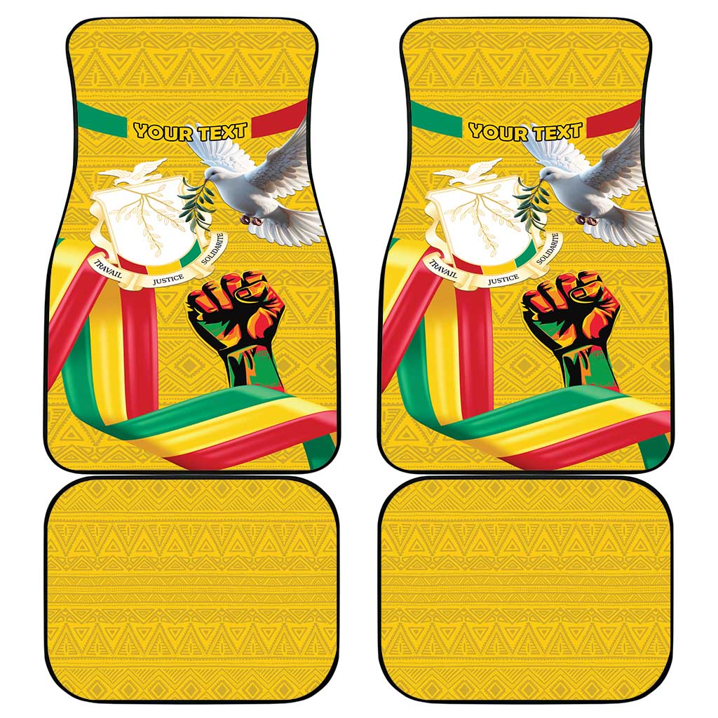 Guinea Independence Day Car Mats Coat Of Arms With African Pattern - Wonder Print Shop