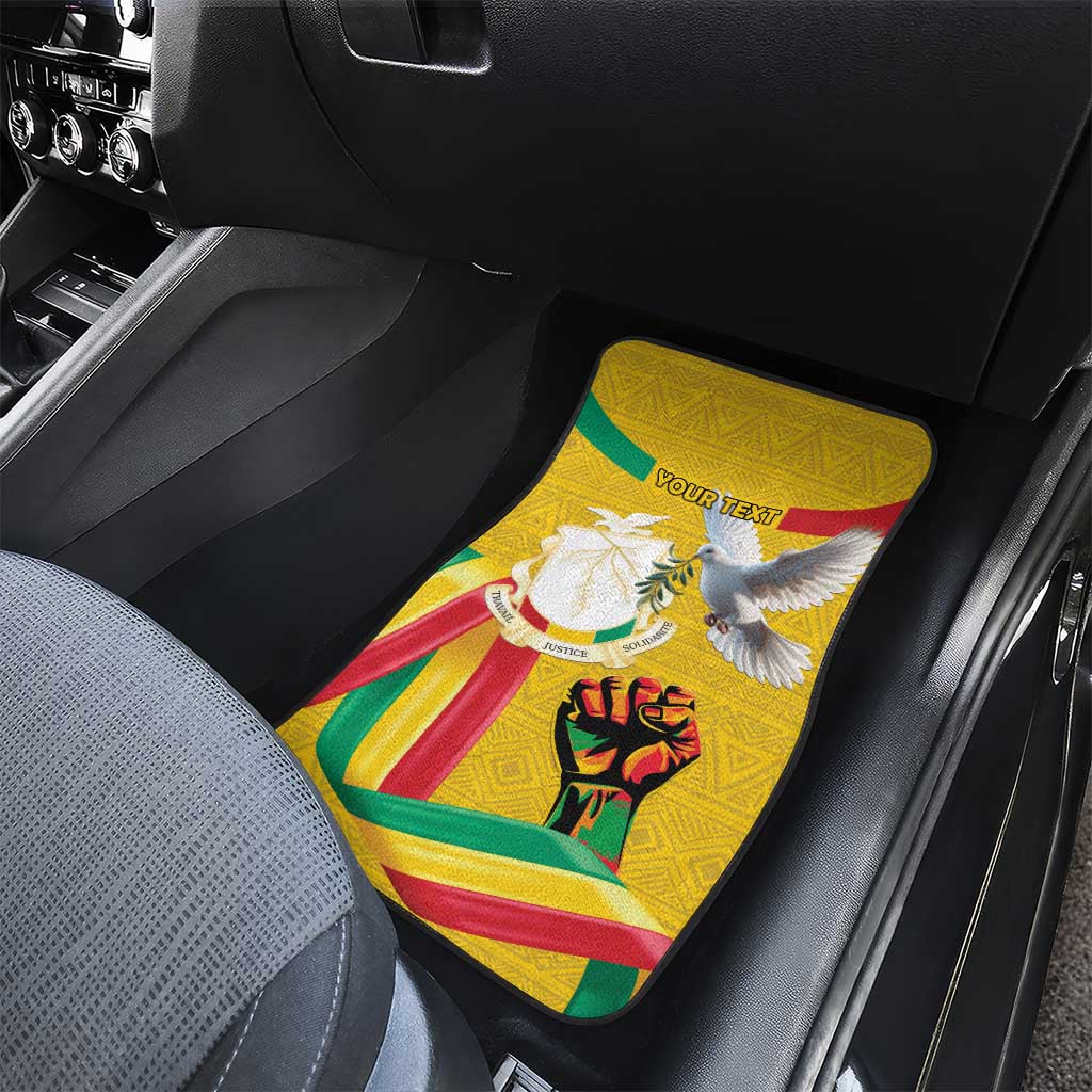 Guinea Independence Day Car Mats Coat Of Arms With African Pattern - Wonder Print Shop