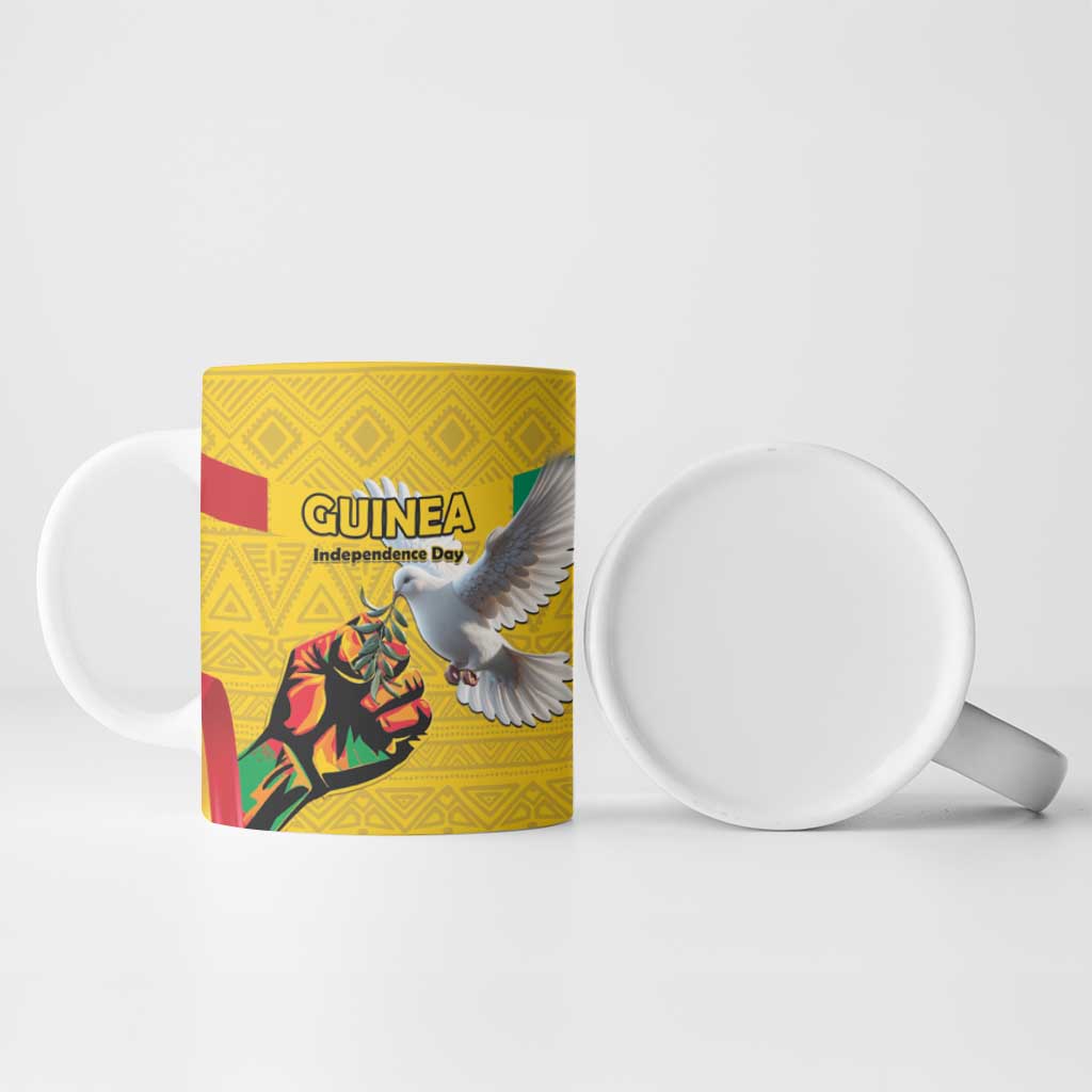 Personalized Guinea Independence Day Ceramic Mug Coat Of Arms With African Pattern - Wonder Print Shop