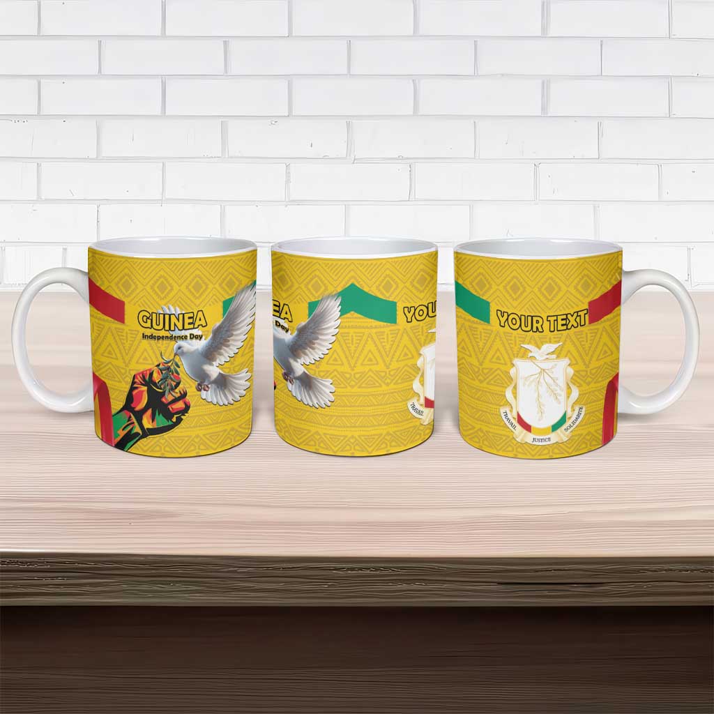 Personalized Guinea Independence Day Ceramic Mug Coat Of Arms With African Pattern - Wonder Print Shop