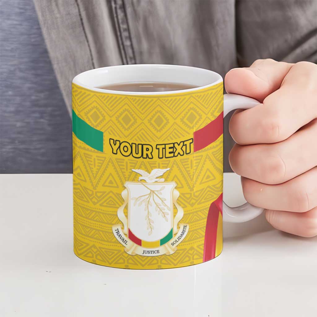 Personalized Guinea Independence Day Ceramic Mug Coat Of Arms With African Pattern - Wonder Print Shop
