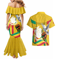 Personalized Guinea Independence Day Couples Matching Mermaid Dress and Hawaiian Shirt Coat Of Arms With African Pattern - Wonder Print Shop