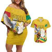 Personalized Guinea Independence Day Couples Matching Off Shoulder Short Dress and Hawaiian Shirt Coat Of Arms With African Pattern - Wonder Print Shop