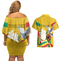 Personalized Guinea Independence Day Couples Matching Off Shoulder Short Dress and Hawaiian Shirt Coat Of Arms With African Pattern - Wonder Print Shop