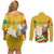 Personalized Guinea Independence Day Couples Matching Off Shoulder Short Dress and Long Sleeve Button Shirt Coat Of Arms With African Pattern - Wonder Print Shop