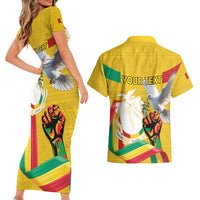 Personalized Guinea Independence Day Couples Matching Short Sleeve Bodycon Dress and Hawaiian Shirt Coat Of Arms With African Pattern - Wonder Print Shop