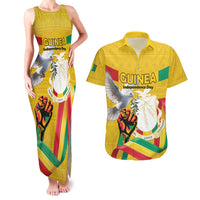 Personalized Guinea Independence Day Couples Matching Tank Maxi Dress and Hawaiian Shirt Coat Of Arms With African Pattern - Wonder Print Shop