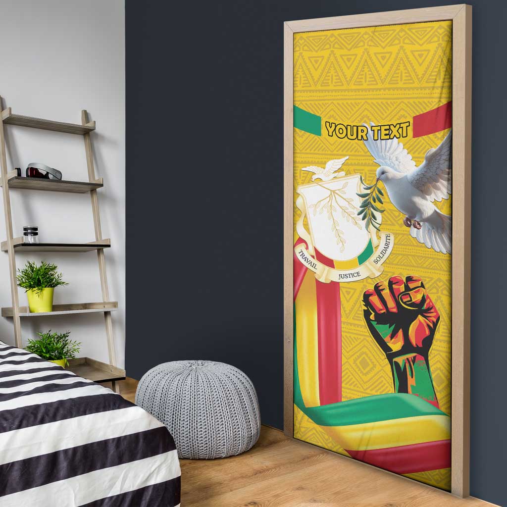Guinea Independence Day Door Cover Coat Of Arms With African Pattern - Wonder Print Shop