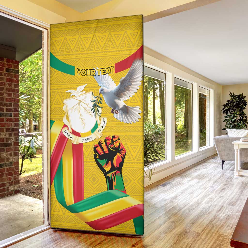 Guinea Independence Day Door Cover Coat Of Arms With African Pattern - Wonder Print Shop
