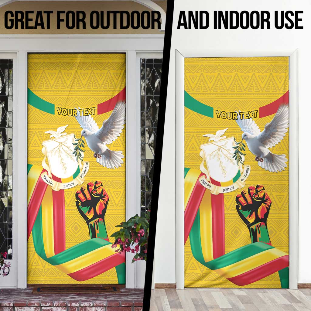 Guinea Independence Day Door Cover Coat Of Arms With African Pattern - Wonder Print Shop