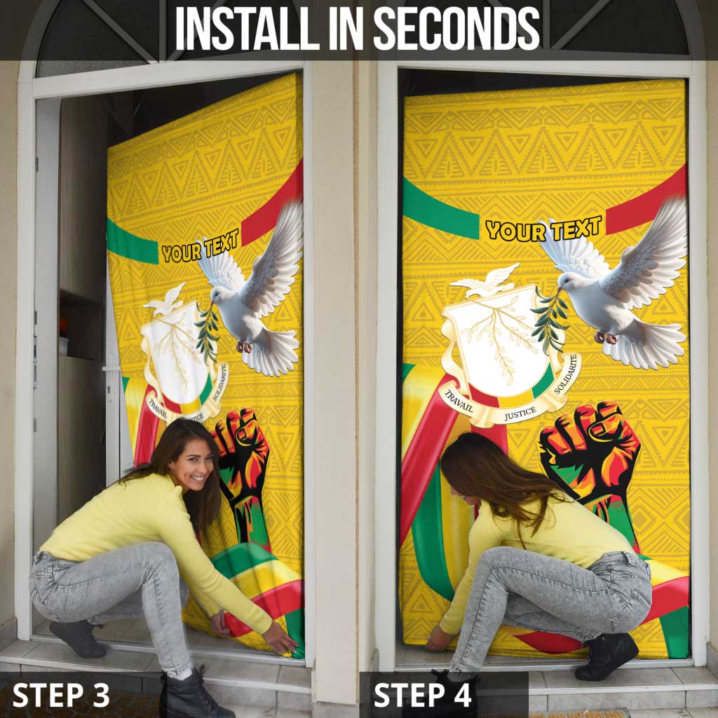 Guinea Independence Day Door Cover Coat Of Arms With African Pattern - Wonder Print Shop