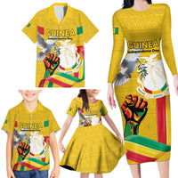 Personalized Guinea Independence Day Family Matching Long Sleeve Bodycon Dress and Hawaiian Shirt Coat Of Arms With African Pattern - Wonder Print Shop