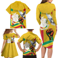 Personalized Guinea Independence Day Family Matching Long Sleeve Bodycon Dress and Hawaiian Shirt Coat Of Arms With African Pattern - Wonder Print Shop