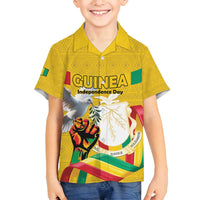 Personalized Guinea Independence Day Family Matching Long Sleeve Bodycon Dress and Hawaiian Shirt Coat Of Arms With African Pattern - Wonder Print Shop