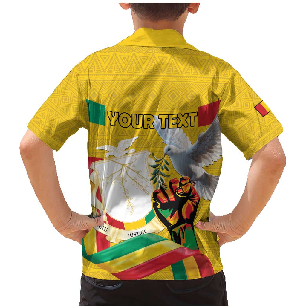 Personalized Guinea Independence Day Family Matching Mermaid Dress and Hawaiian Shirt Coat Of Arms With African Pattern - Wonder Print Shop