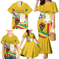 Personalized Guinea Independence Day Family Matching Mermaid Dress and Hawaiian Shirt Coat Of Arms With African Pattern - Wonder Print Shop