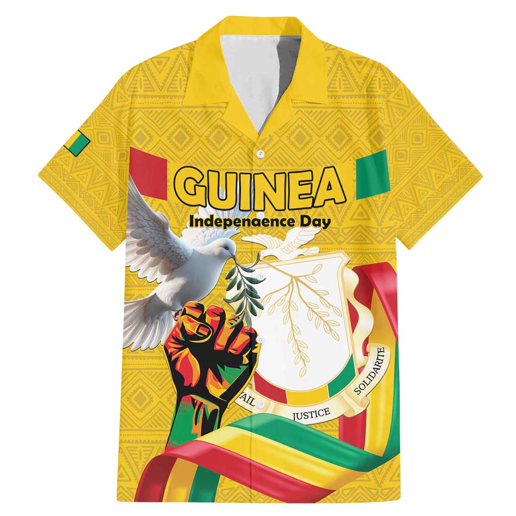 Personalized Guinea Independence Day Family Matching Mermaid Dress and Hawaiian Shirt Coat Of Arms With African Pattern - Wonder Print Shop