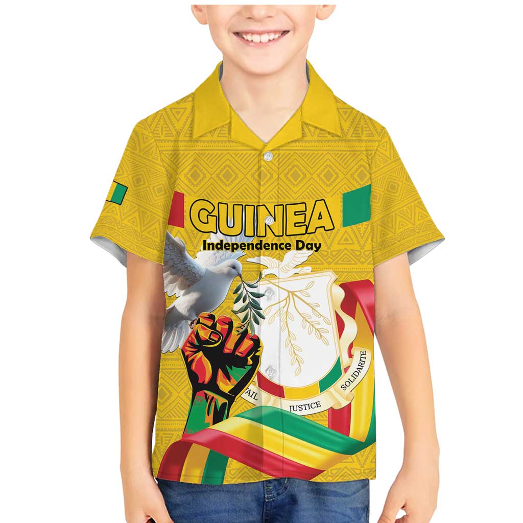 Personalized Guinea Independence Day Family Matching Mermaid Dress and Hawaiian Shirt Coat Of Arms With African Pattern - Wonder Print Shop