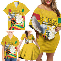 Personalized Guinea Independence Day Family Matching Off Shoulder Short Dress and Hawaiian Shirt Coat Of Arms With African Pattern - Wonder Print Shop