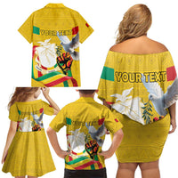 Personalized Guinea Independence Day Family Matching Off Shoulder Short Dress and Hawaiian Shirt Coat Of Arms With African Pattern - Wonder Print Shop