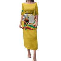 Personalized Guinea Independence Day Family Matching Puletasi and Hawaiian Shirt Coat Of Arms With African Pattern - Wonder Print Shop