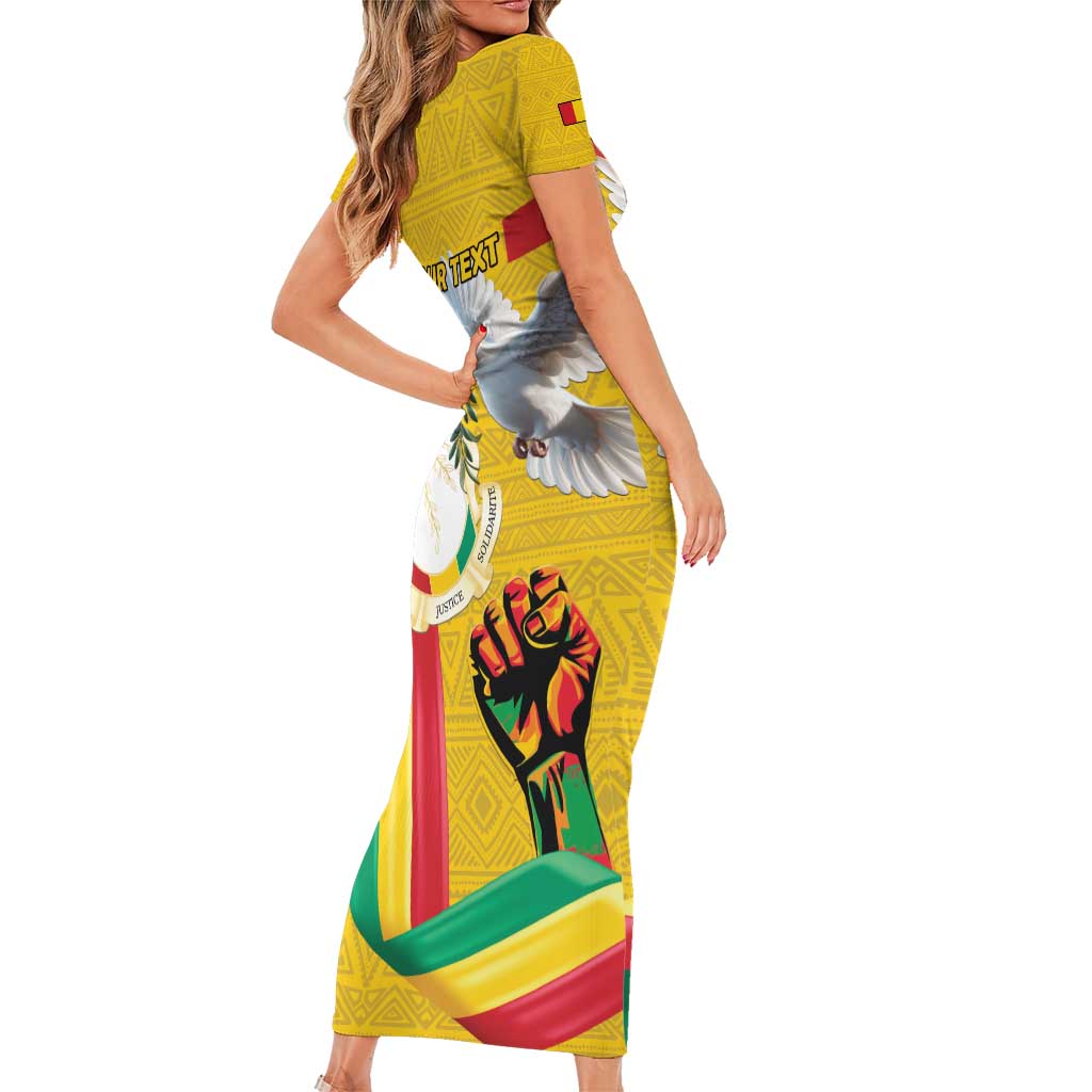 Personalized Guinea Independence Day Family Matching Short Sleeve Bodycon Dress and Hawaiian Shirt Coat Of Arms With African Pattern - Wonder Print Shop