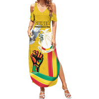 Personalized Guinea Independence Day Family Matching Summer Maxi Dress and Hawaiian Shirt Coat Of Arms With African Pattern - Wonder Print Shop