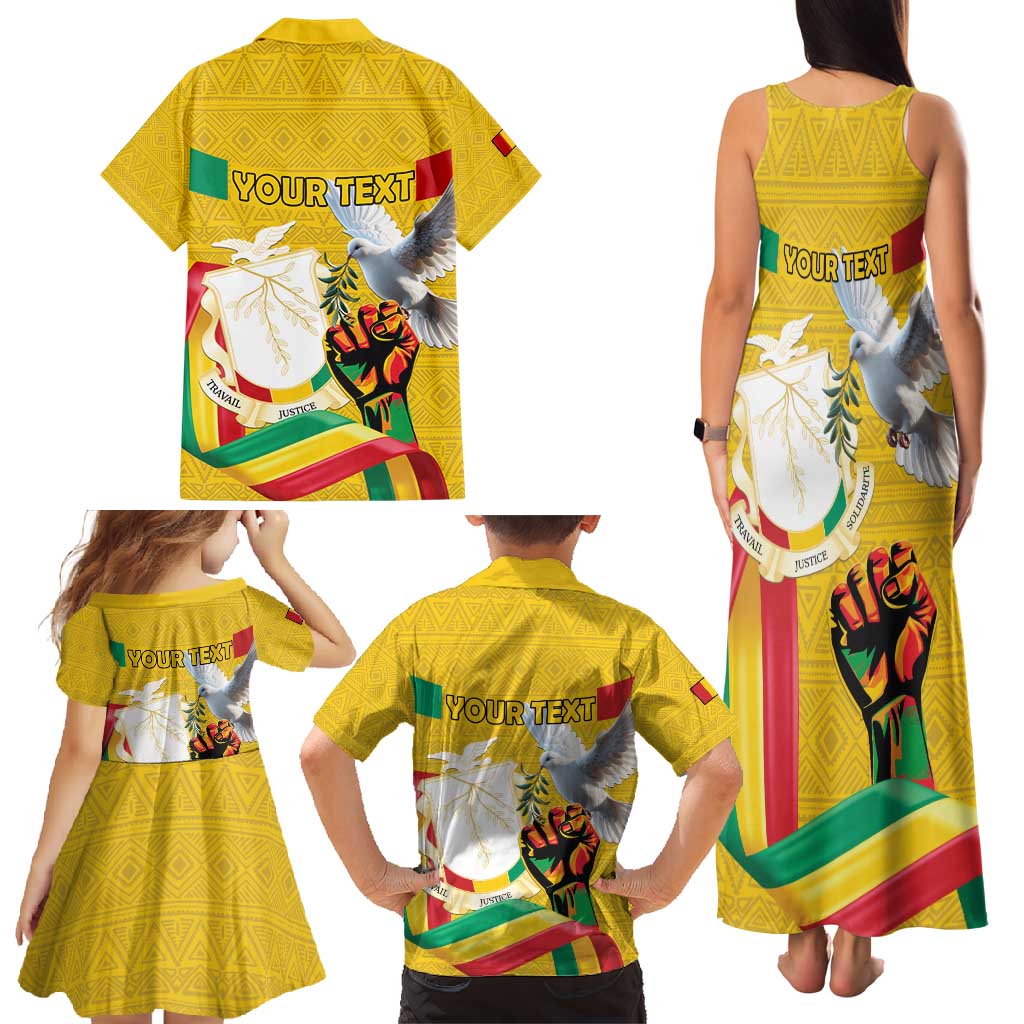 Personalized Guinea Independence Day Family Matching Tank Maxi Dress and Hawaiian Shirt Coat Of Arms With African Pattern - Wonder Print Shop