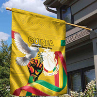 Guinea Independence Day Garden Flag Coat Of Arms With African Pattern - Wonder Print Shop
