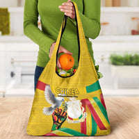 Guinea Independence Day Grocery Bag Coat Of Arms With African Pattern - Wonder Print Shop