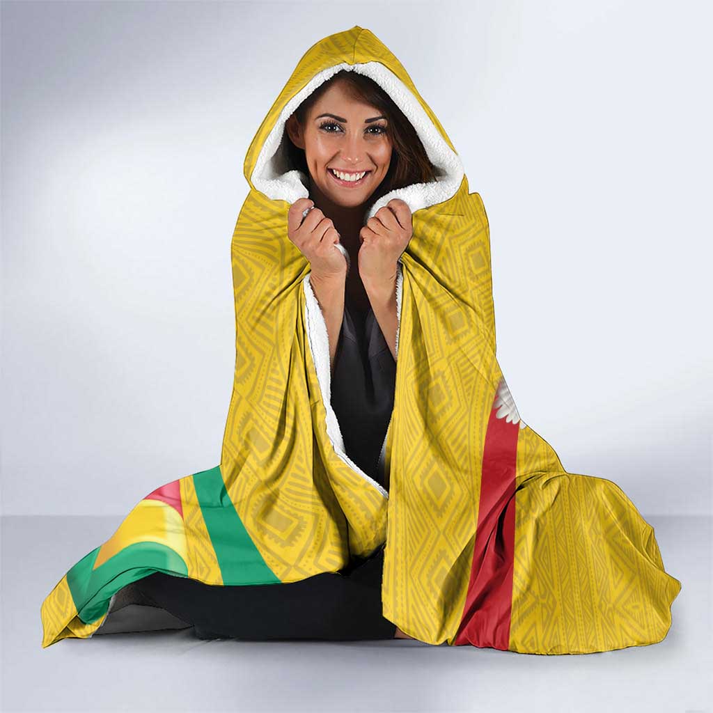 Guinea Independence Day Hooded Blanket Coat Of Arms With African Pattern - Wonder Print Shop