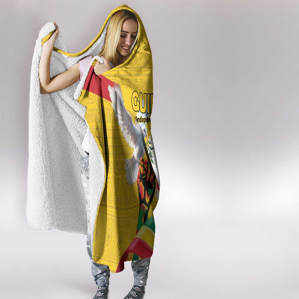 Guinea Independence Day Hooded Blanket Coat Of Arms With African Pattern - Wonder Print Shop