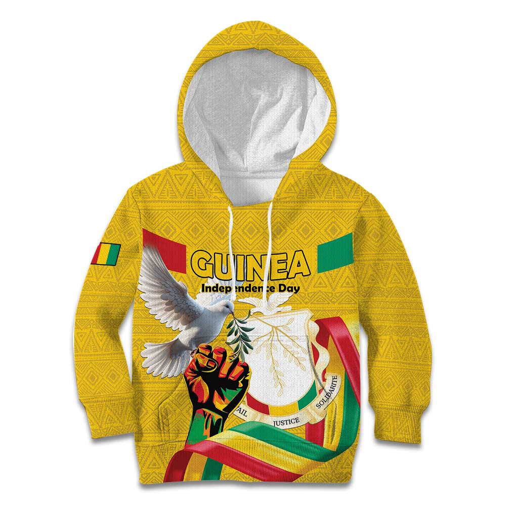 Personalized Guinea Independence Day Kid Hoodie Coat Of Arms With African Pattern - Wonder Print Shop