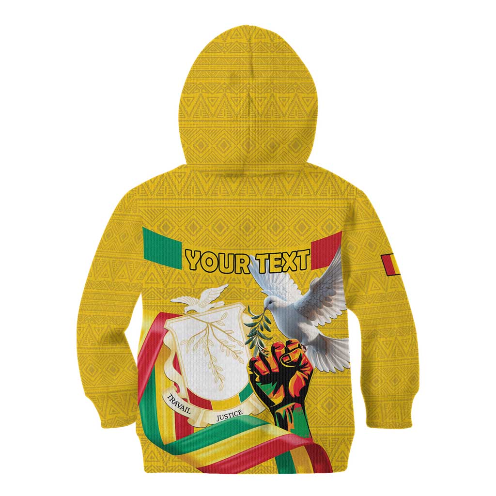 Personalized Guinea Independence Day Kid Hoodie Coat Of Arms With African Pattern - Wonder Print Shop