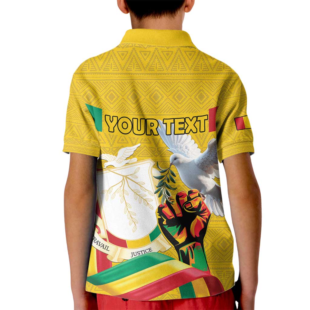 Personalized Guinea Independence Day Kid Polo Shirt Coat Of Arms With African Pattern - Wonder Print Shop