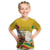 Personalized Guinea Independence Day Kid T Shirt Coat Of Arms With African Pattern - Wonder Print Shop