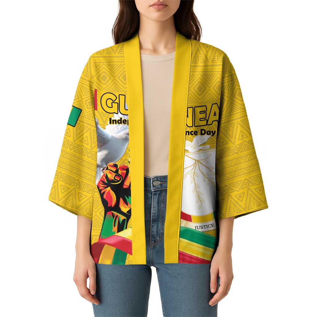 Personalized Guinea Independence Day Kimono Coat Of Arms With African Pattern - Wonder Print Shop