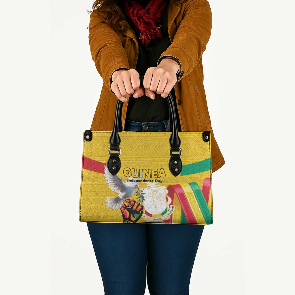 Guinea Independence Day Leather Bag Coat Of Arms With African Pattern - Wonder Print Shop